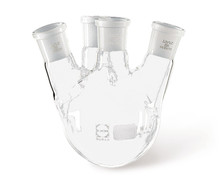 Four-necked round bottom flask Side necks bevelled, angle 15°, 500 ml