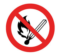 Signaux d’interdiction conf. à ISO 7010 Film adhésif, Pas de feux ouverts. Défense de fumer, 200 mm