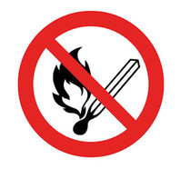 Prohibition symbols acc. to ISO 7010 Adhesive film, Fire, naked flame and smoking prohibited, 200 mm