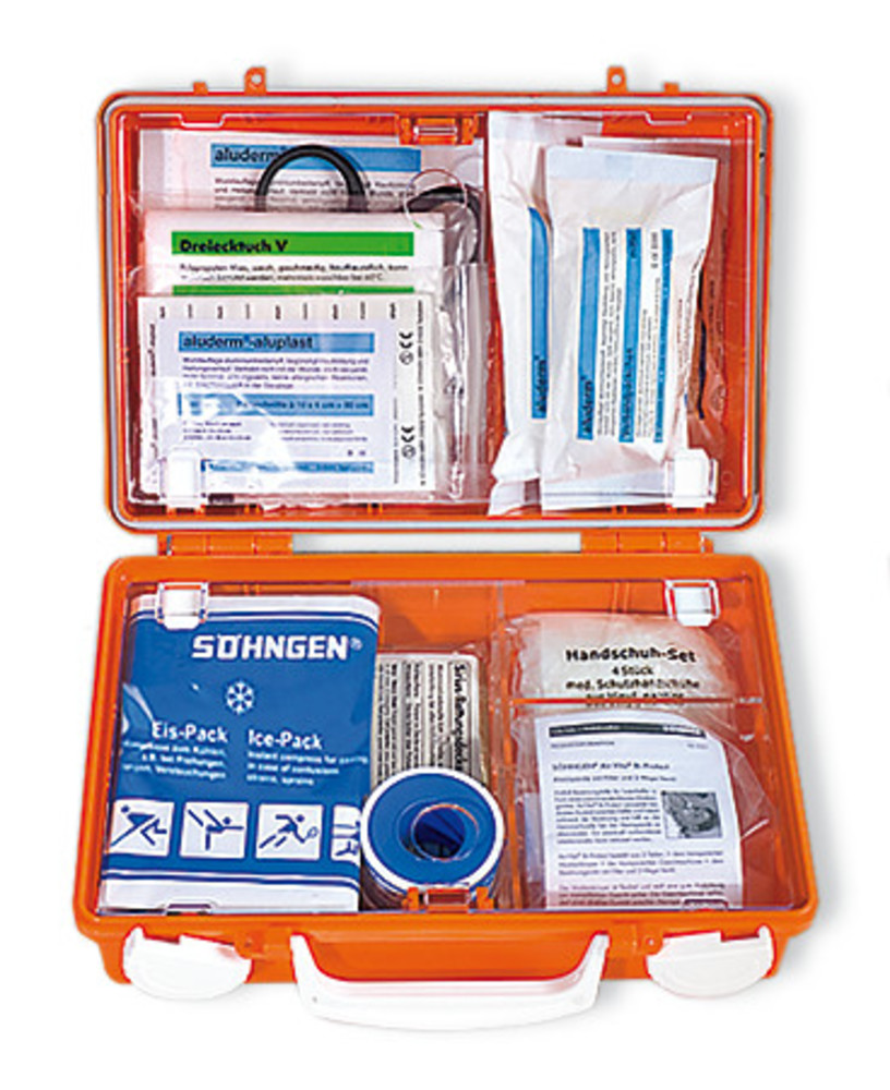 Erste-Hilfe-Koffer mobil, Inhalt nach DIN 13157, Verband-/Erste-Hilfe- Koffer, Verband-/Erste-Hilfe-Schränke, Augenspülung und Erste-Hilfe, Arbeitsschutz und Sicherheit, Laborbedarf
