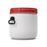 Fût à grande ouverture blanc avec couvercle à visser rouge, 26 l