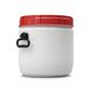 Extremely wide-neck barrel white with a red screw cap, 34 l