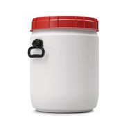 Extremely wide-neck barrel white with a red screw cap, 34 l
