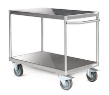 Shelf trolley PUR tyres, 1000 x 700 mm, Number of bases: 2