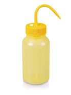 Wash bottle with venting valve, wide neck, Neutral, no printed text, yellow