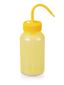 Wash bottle with venting valve, wide neck, Ethanol, orange