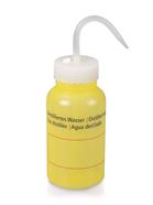 Wash bottle with venting valve, wide neck, Distilled water, transparent