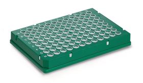 PCR plates Rigid frame 96 well, Low profile, green, Whole frame