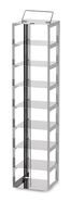 Cryo-Rack Edelstahl hoch mit Sicherung, für Tiefkühltruhen, Passend für: Boxen Höhe 75 mm, 1 x 8, Höhe: 636 mm