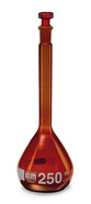 Volumetric flasks with glass stopper, class A Brown glass, 100 ml, 14/23