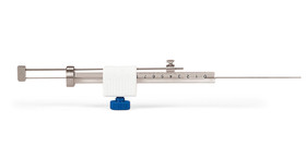 Microlitre syringe with plunger guide Variable external guide