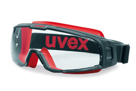 Wide-vision safety goggles u-sonic without attachable lens, black/red, 9308-247