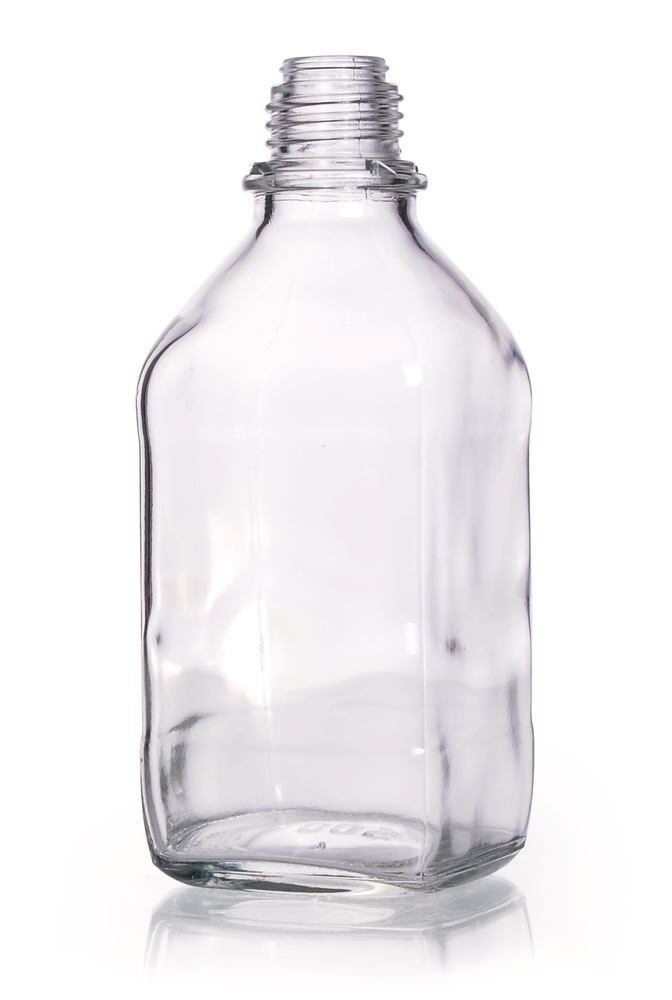 Narrow mouth bottle square clear glass, 500 ml, 32, high form