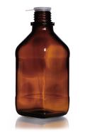 Enghalsflasche vierkantig Braunglas, 500 ml, 32, hohe Form