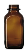 Wide mouth bottle square brown glass, 100 ml, 32, short form