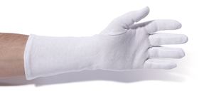 Katoenen handschoenen middelzware kwaliteit extra lang ca. 35 cm, Maat: 10
