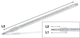 Schliffthermometer, 0 bis +250 °C, 1 °C, 370 mm, 70 mm