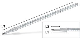 Geslepen thermometer, 0 tot +150 °C, 0,5 °C, 355 mm, 55 mm