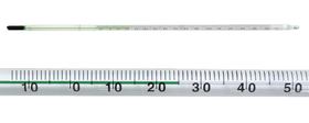 Glasthermometer mit grüner Spezialfüllung, -10 bis +250 °C, 2 °C