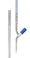 Burette avec bandes Schellbach Classe AS avec robinet vanne droit et pointeau PTFE, 50 ml