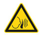Warnzeichen nach ISO 7010 Einzeletikett, unvermittelt auftretendes lautes Geräusch, Seitenlänge 100 mm
