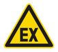 Warning symbols established individual labels, Explosive atmosphere, Side length 100 mm