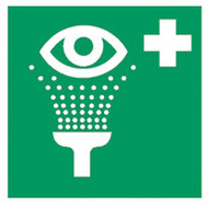 Signaux premiers secours conf. à ISO 7010 Film adhésif, Installation de rinçage de l'œil, 200 x 200 mm