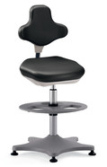 Chaise de laboratoire Labster avec repose-pieds circulaire, noir