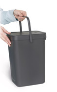 Waste disposal bin "Sort & Go" with wall mount, 6 l, grey