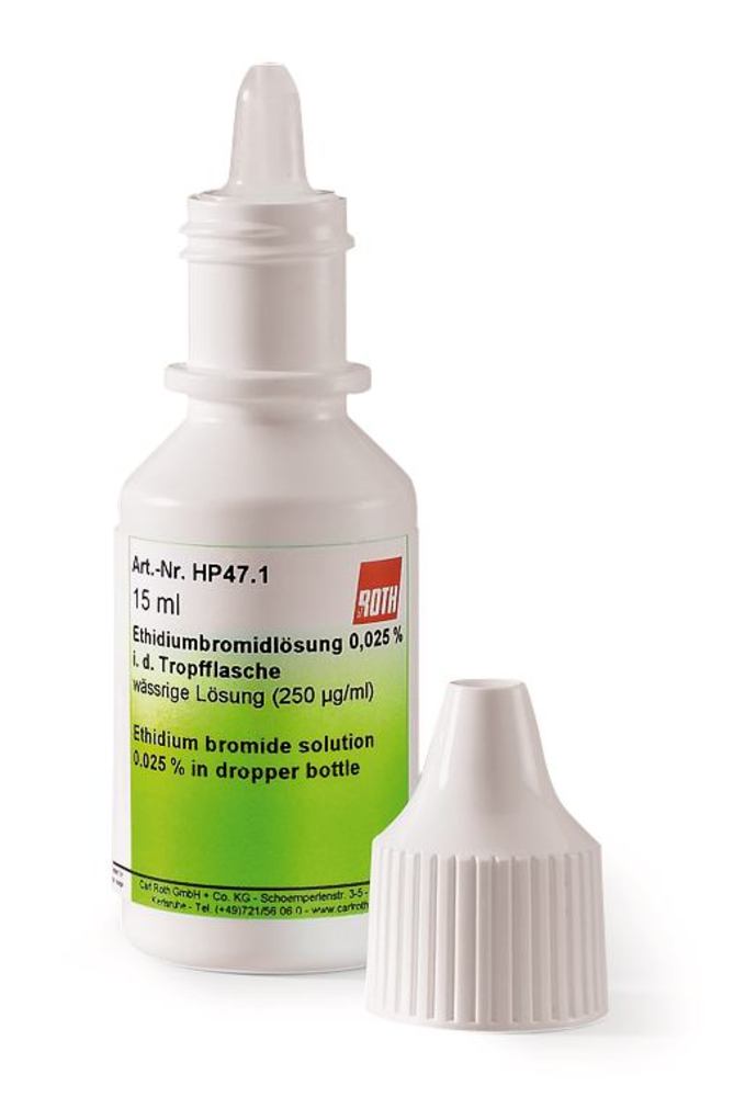 Ethidium bromide % in dropper bottle, 75 ml, 5 x 15 ml | of DNA Gels | Gel Staining | Electrophoresis | Life Science | Carl Roth - International