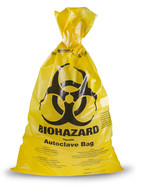 Sachets d’élimination BIOHAZARD jaune, 110 l, 700 x 1100 mm