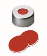 Bördelkappen ROTILABO<sup>&reg;</sup> ND11 mit Bohrung, PTFE rot / Silikon weiß / PTFE rot
