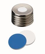 Schraubkappen ROTILABO<sup>&reg;</sup> ND18 magnetisch mit&nbsp;Bohrung, Silikon weiß / PTFE blau, UltraClean