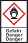 GHS hazardous substance label L 40 x W 27 mm, Flame over circle/Caution