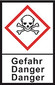 GHS hazardous substance label L 40 x W 27 mm, Flame/Caution