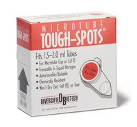 Etiketten Tough&nbsp;Spots&trade; op de rol rond, rood, 12.7 mm, Gesch. voor: 1,5/2 ml vaatjes