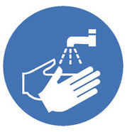 Gebotszeichen nach ISO 7010, Hände waschen, 100 mm