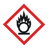 GHS hazardous substances labels to combine Pictogram, Flame over circle