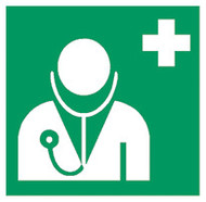 Erste-Hilfe- und Rettungszeichen nach&nbsp;ISO&nbsp;7010 Klebefolie, Arzt, 200 x 200 mm
