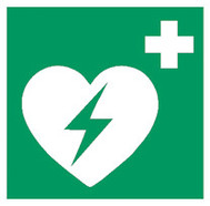 First aid and rescue signs acc. to ISO 7010 Adhesive film, Defibrillator, 200 x 200 mm