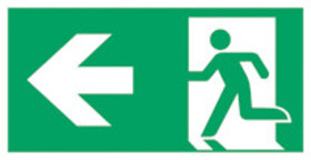 First aid and rescue signs acc. to ISO 7010 Adhesive film, long-lasting luminescence, Emergency exit, left, 200 x 400 mm