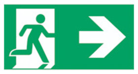 First aid and rescue signs acc. to ISO 7010 Adhesive film, Emergency exit, right, 200 x 400 mm