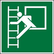 First aid and rescue signs acc. to ISO 7010 Adhesive film, long-lasting luminescence, Emergency exit with escape ladder, 200 x 200 mm