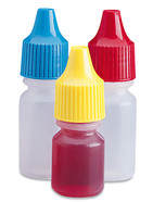 Druppelfles Type 2752, flessen transparant, deksels op kleur gesorteerd, 15 ml