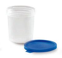 Sample beakers with snap-on lid, Non-sterile, 500 unit(s), Lid blue, flat