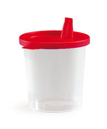 Sample beakers with snap-on lid with spout