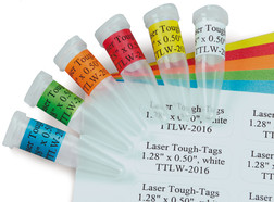 Labels Tough&nbsp;Tags&trade; for laser printers square, assorted colours, 38 x 19 mm, Suitable for: Test tubes