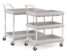 Shelf trolley plastic with tray shelves, 480 x 730 mm, Number of bases: 3