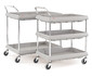 Shelf trolley plastic with tray shelves, 625 x 885 mm, Number of bases: 3