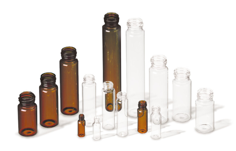 Bottles and Vials made from brown and clear Glass